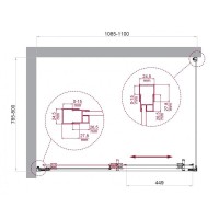 Душевой уголок BelBagno LUCE-AH-1-110/80-C-Cr, 110 х 80 см, стекло прозрачное, профиль хром