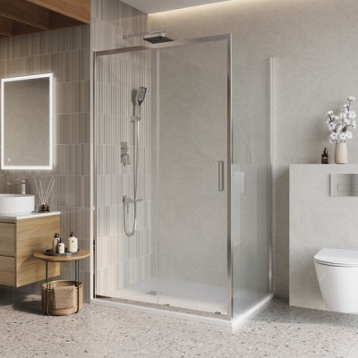 Душевой уголок BelBagno LUCE-AH-1-110/90-C-Cr, 110 х 90 см, стекло прозрачное, профиль хром