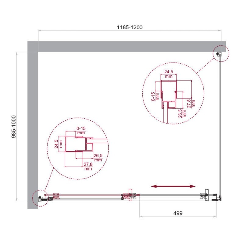 Душевой уголок BelBagno LUCE-AH-1-120/100-C-Cr, 120 х 100 см, стекло прозрачное, профиль хром