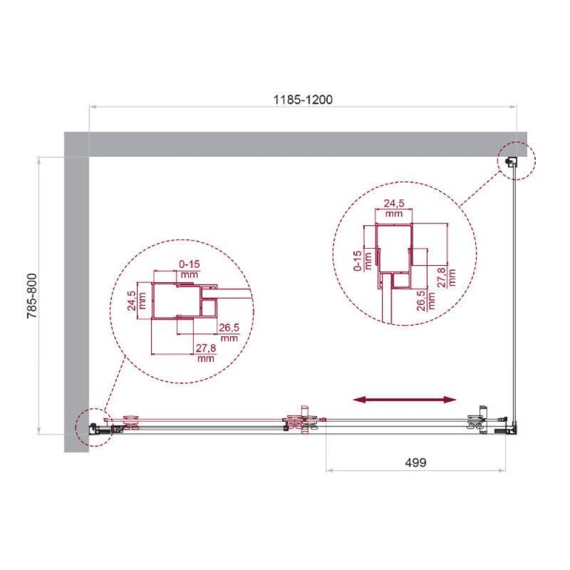Душевой уголок BelBagno LUCE-AH-1-120/80-C-Cr, 120 х 80 см, стекло прозрачное, профиль хром