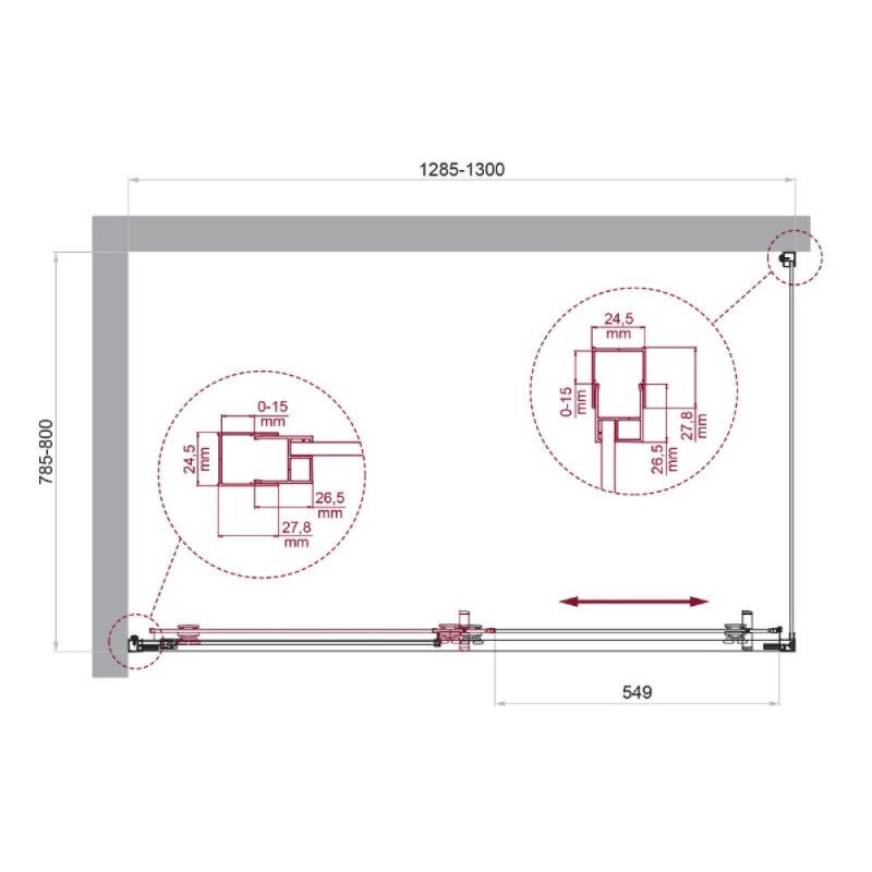 Душевой уголок BelBagno LUCE-AH-1-130/80-C-Cr, 130 х 80 см, стекло прозрачное, профиль хром