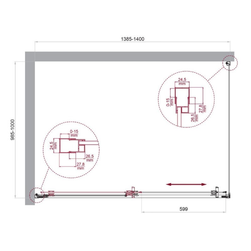 Душевой уголок BelBagno LUCE-AH-1-140/100-C-Cr, 140 х 100 см, стекло прозрачное, профиль хром