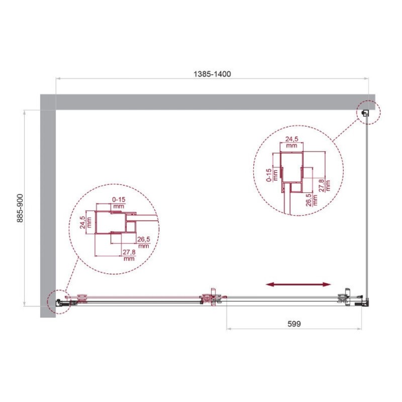 Душевой уголок BelBagno LUCE-AH-1-140/90-C-Cr, 140 х 90 см, стекло прозрачное, профиль хром