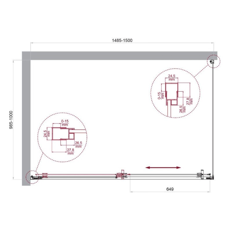 Душевой уголок BelBagno LUCE-AH-1-150/100-C-Cr, 150 х 100 см, стекло прозрачное, профиль хром