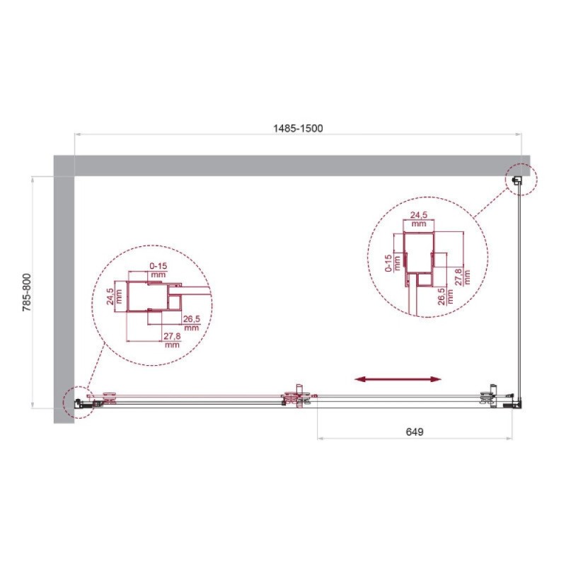 Душевой уголок BelBagno LUCE-AH-1-150/80-C-Cr, 150 х 80 см, стекло прозрачное, профиль хром