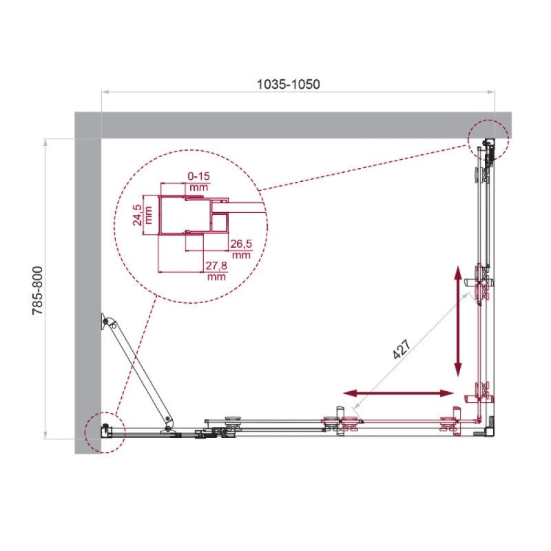 Душевой уголок BelBagno LUCE-AH-21-105/80-C-Cr, 105 х 80 см, стекло прозрачное, профиль хром