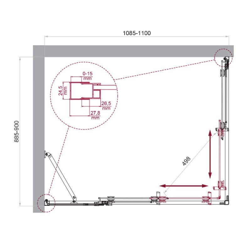 Душевой уголок BelBagno LUCE-AH-21-110/90-C-Cr, 110 х 90 см, стекло прозрачное, профиль хром