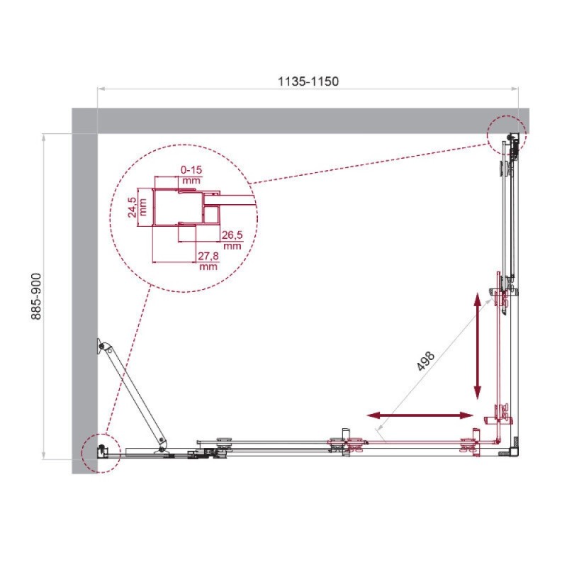 Душевой уголок BelBagno LUCE-AH-21-115/90-C-Cr, 115 х 90 см, стекло прозрачное, профиль хром