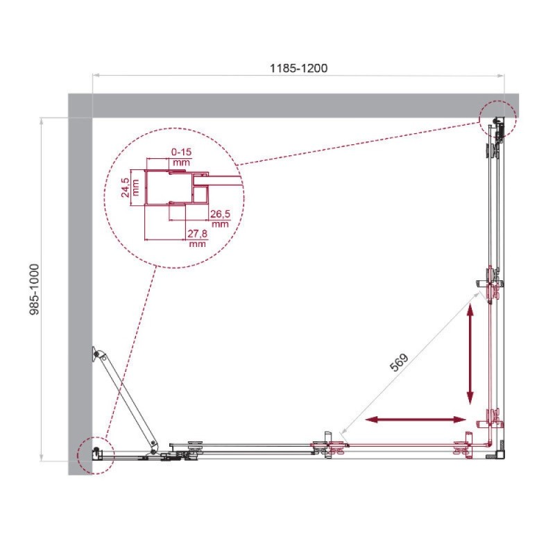 Душевой уголок BelBagno LUCE-AH-21-120/100-C-Cr, 120 х 100 см, стекло прозрачное, профиль хром