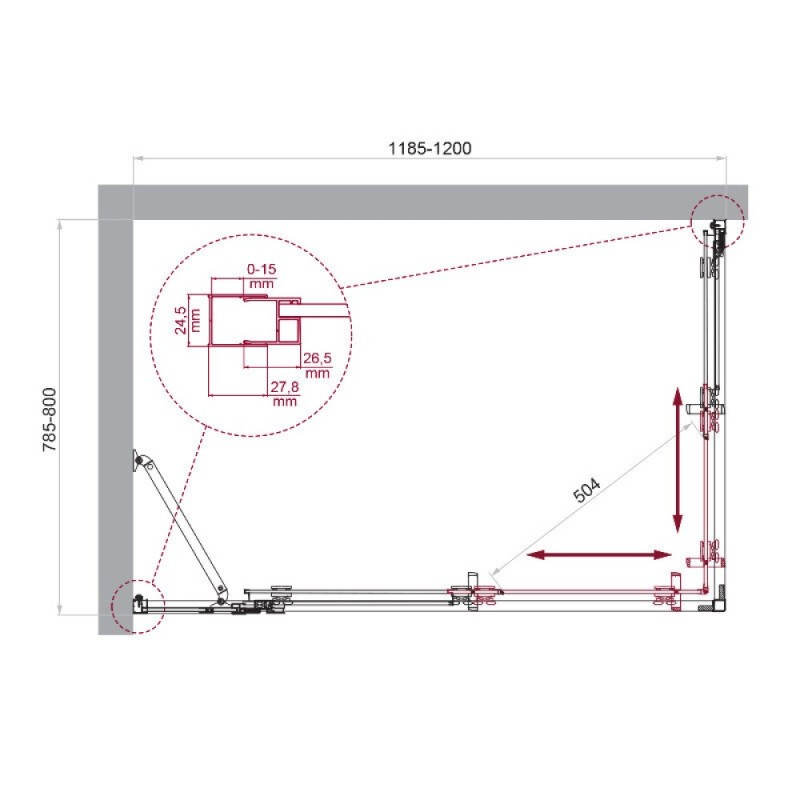 Душевой уголок BelBagno LUCE-AH-21-120/80-C-Cr, 120 х 80 см, стекло прозрачное, профиль хром