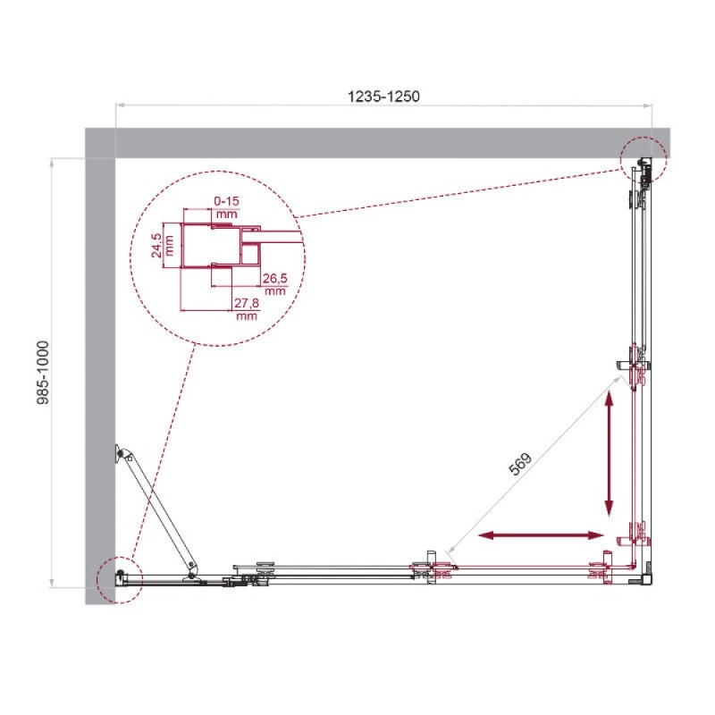Душевой уголок BelBagno LUCE-AH-21-125/100-C-Cr, 125 х 100 см, стекло прозрачное, профиль хром