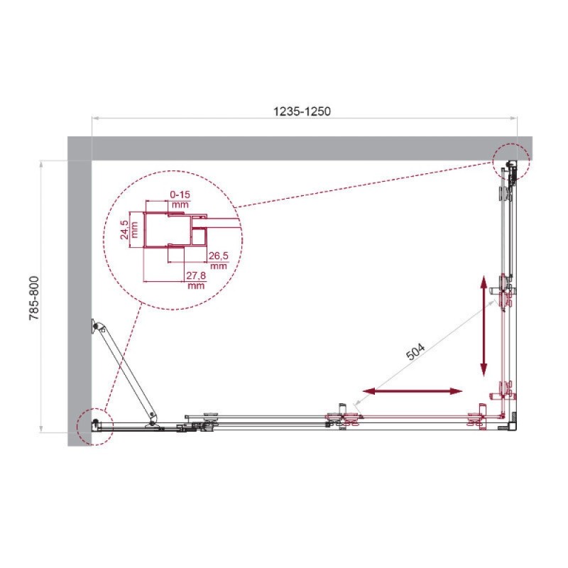 Душевой уголок BelBagno LUCE-AH-21-125/80-C-Cr, 125 х 80 см, стекло прозрачное, профиль хром