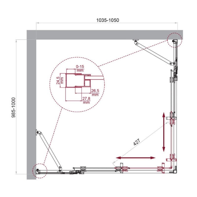 Душевой уголок BelBagno LUCE-AH-22-105/100-C-Cr, 105 х 100 см, стекло прозрачное, профиль хром