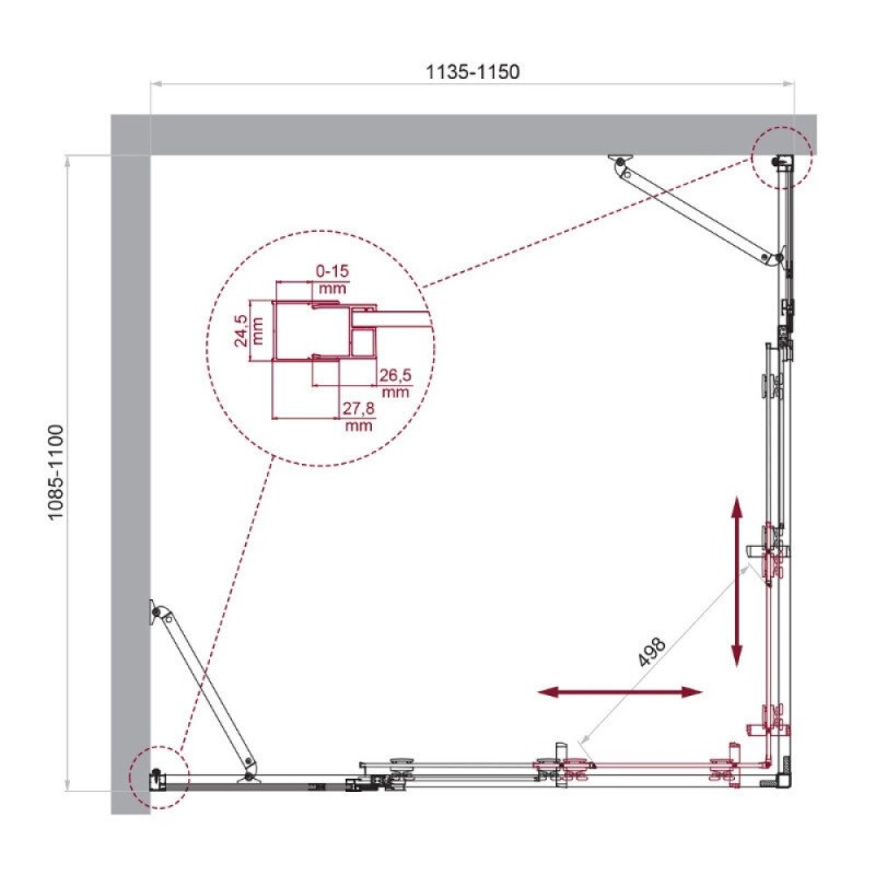 Душевой уголок BelBagno LUCE-AH-22-115/110-C-Cr, 115 х 110 см, стекло прозрачное, профиль хром