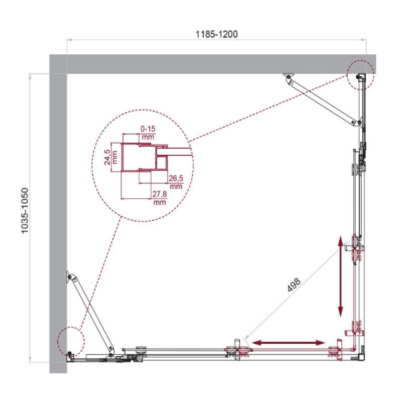 Душевой уголок BelBagno LUCE-AH-22-120/105-C-Cr, 120 х 105 см, стекло прозрачное, профиль хром