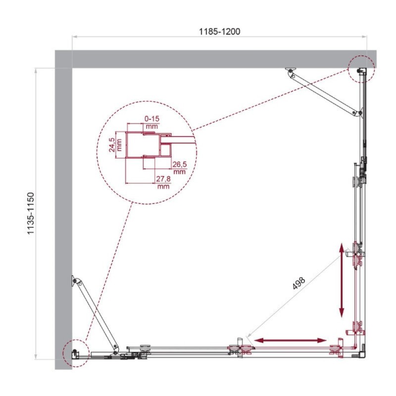 Душевой уголок BelBagno LUCE-AH-22-120/115-C-Cr, 120 х 115 см, стекло прозрачное, профиль хром