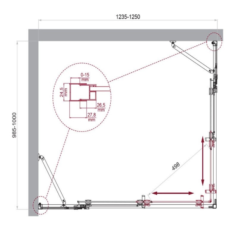 Душевой уголок BelBagno LUCE-AH-22-125/100-C-Cr, 125 х 100 см, стекло прозрачное, профиль хром