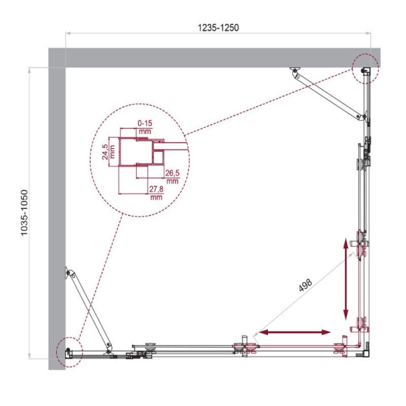 Душевой уголок BelBagno LUCE-AH-22-125/105-C-Cr, 125 х 105 см, стекло прозрачное, профиль хром