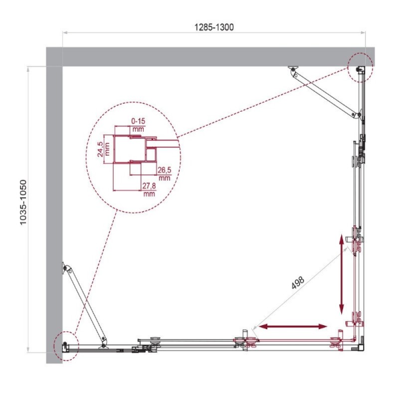 Душевой уголок BelBagno LUCE-AH-22-130/105-C-Cr, 130 х 105 см, стекло прозрачное, профиль хром