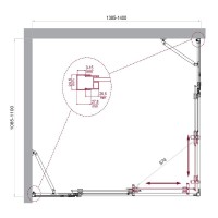 Душевой уголок BelBagno LUCE-AH-22-140/110-C-Cr, 140 х 110 см, стекло прозрачное, профиль хром