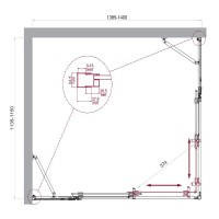 Душевой уголок BelBagno LUCE-AH-22-140/115-C-Cr, 140 х 115 см, стекло прозрачное, профиль хром