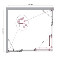 Душевой уголок BelBagno LUCE-AH-22-145/110-C-Cr, 145 х 110 см, стекло прозрачное, профиль хром