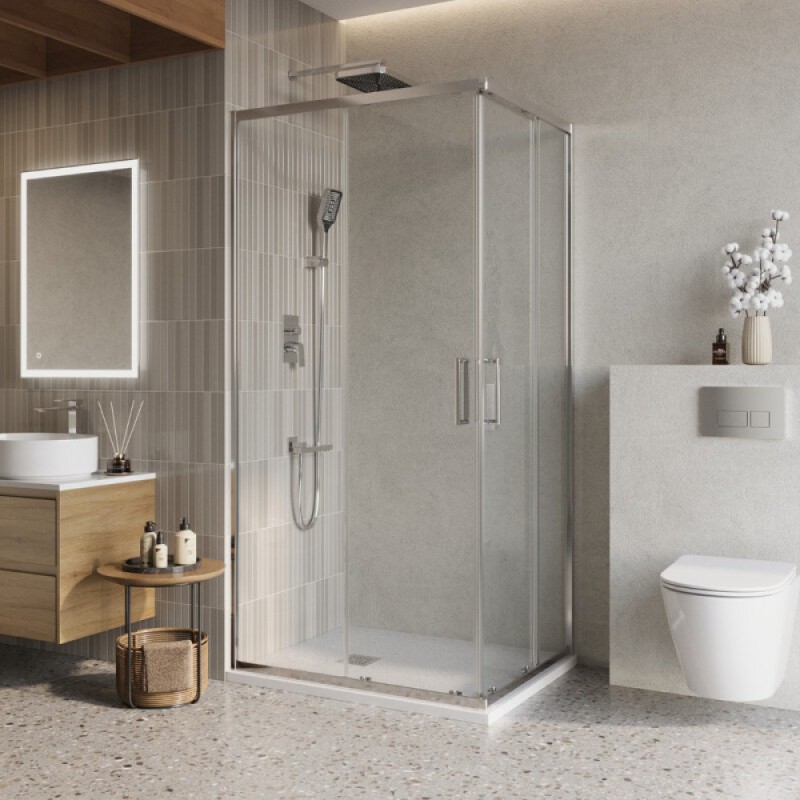 Душевой уголок BelBagno LUCE-AH-22-150/120-C-Cr, 150 х 120 см, стекло прозрачное, профиль хром