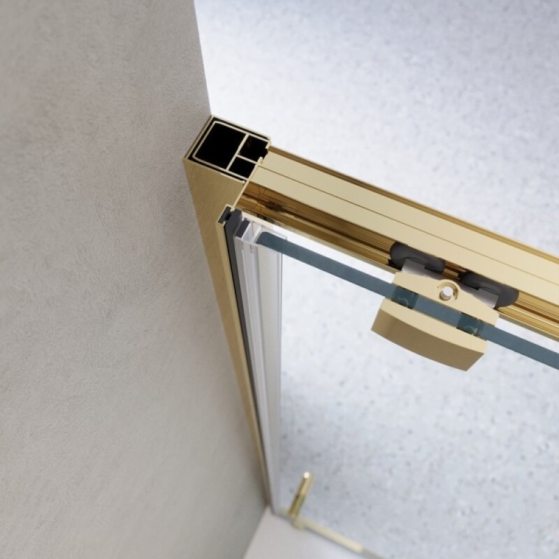 Душевая дверь BelBagno LUCE-BF-1-100-C-ORO, 100 см, стекло прозрачное, профиль золото