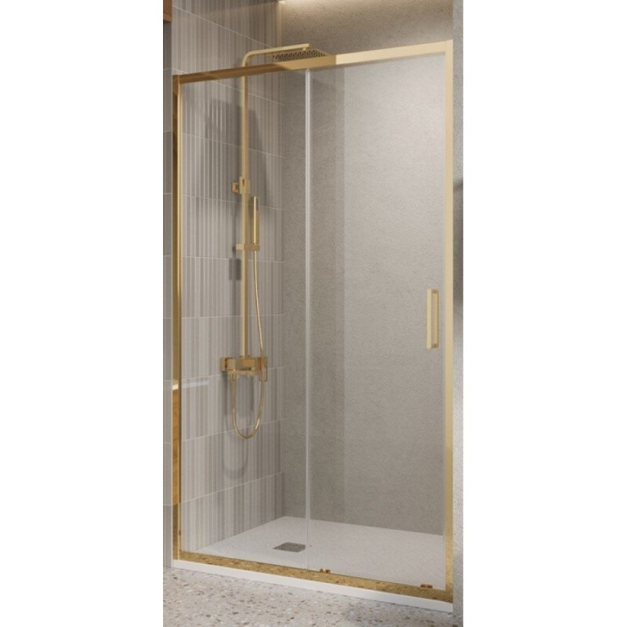 Душевая дверь BelBagno LUCE-BF-1-110-C-ORO, 110 см, стекло прозрачное, профиль золото