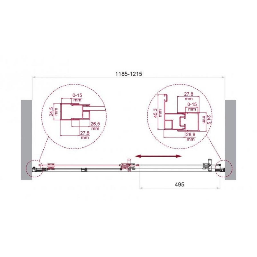 Душевая дверь BelBagno LUCE-BF-1-120-C-Cr, 120 см, стекло прозрачное, профиль хром