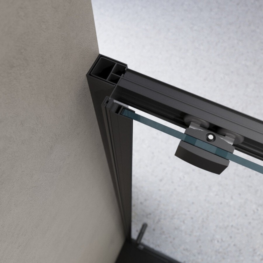 Душевая дверь BelBagno LUCE-BF-1-120-C-NERO, 120 см, стекло прозрачное, профиль черный матовый