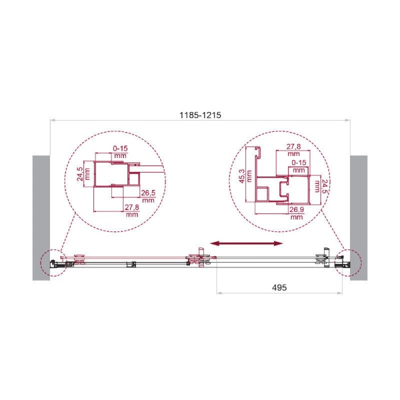 Душевая дверь BelBagno LUCE-BF-1-120-P-Cr, 120 см, стекло рифленое, профиль хром