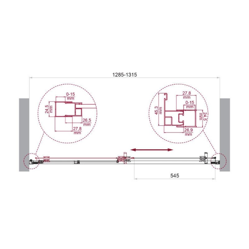 Душевая дверь BelBagno LUCE-BF-1-130-C-Cr, 130 см, стекло прозрачное, профиль хром