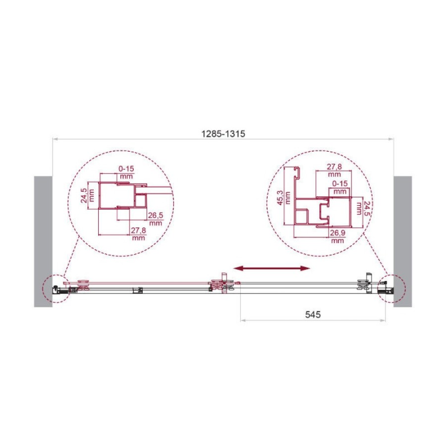 Душевая дверь BelBagno LUCE-BF-1-130-C-Cr, 130 см, стекло прозрачное, профиль хром