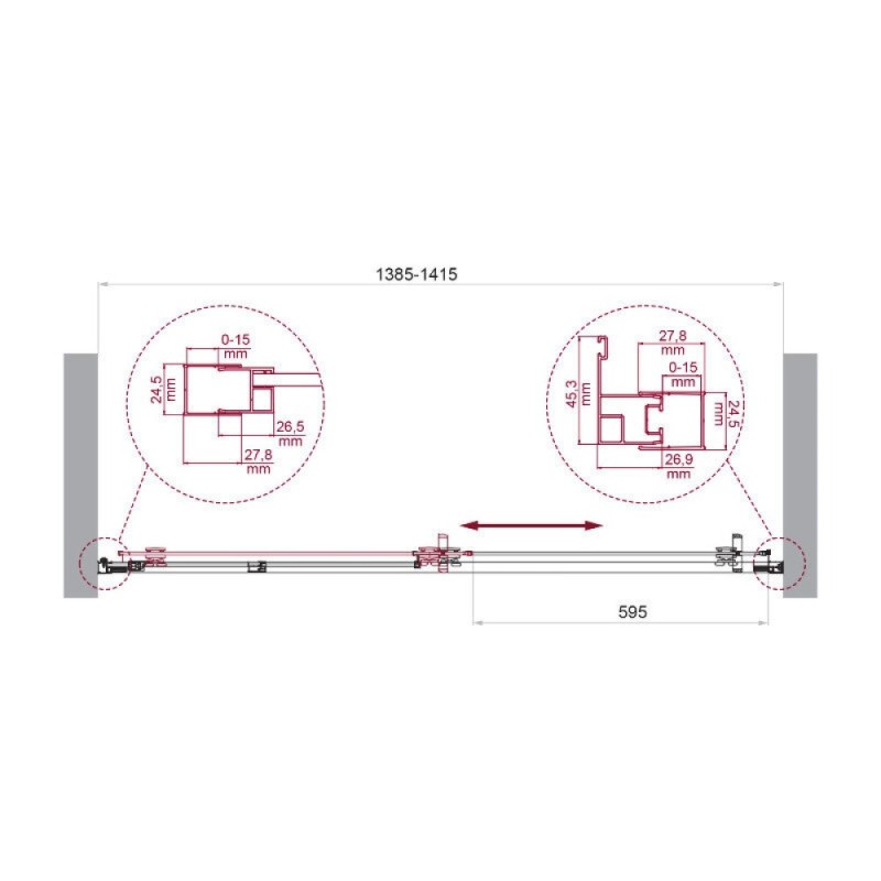 Душевая дверь BelBagno LUCE-BF-1-140-C-Cr, 140 см, стекло прозрачное, профиль хром