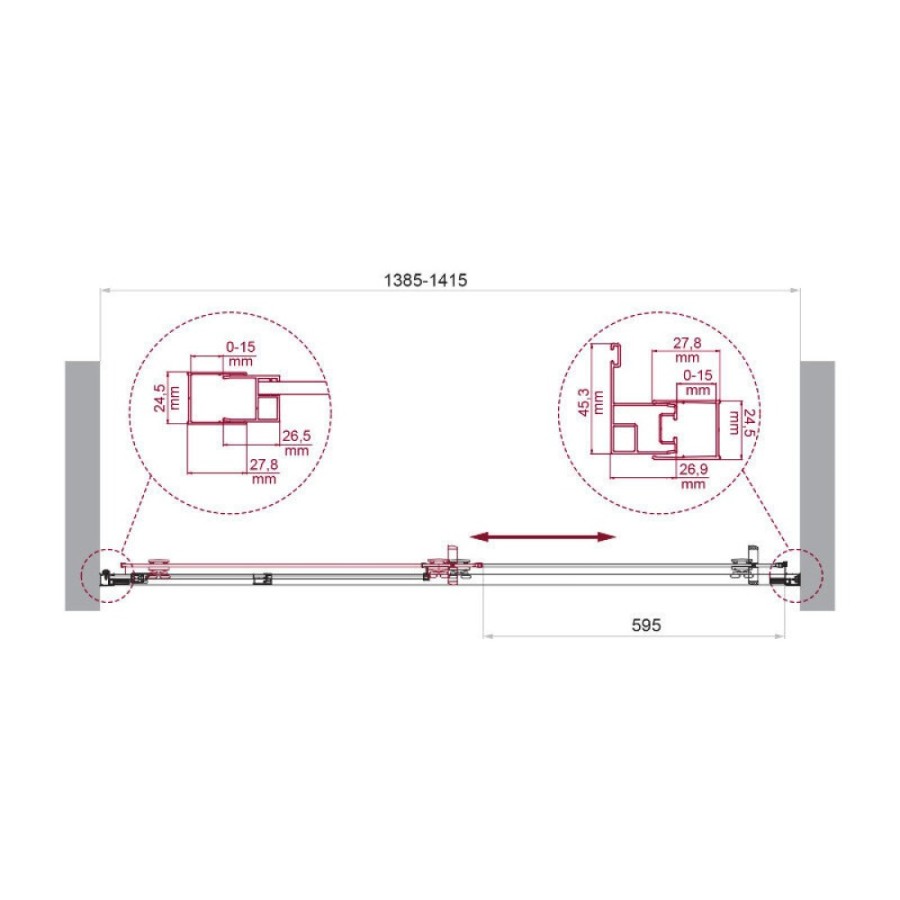 Душевая дверь BelBagno LUCE-BF-1-140-C-Cr, 140 см, стекло прозрачное, профиль хром