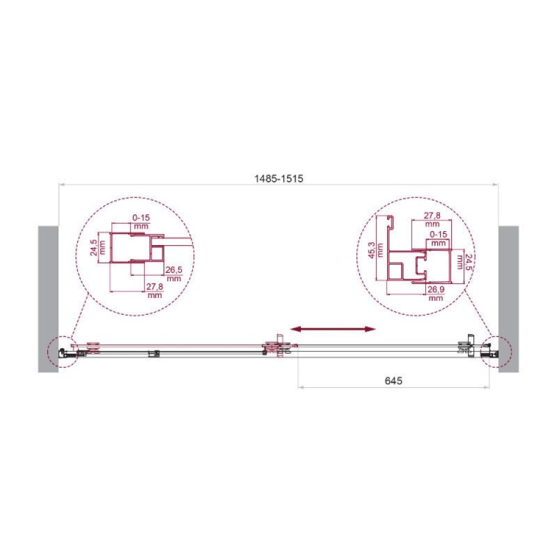 Душевая дверь BelBagno LUCE-BF-1-150-C-Cr, 150 см, стекло прозрачное, профиль хром