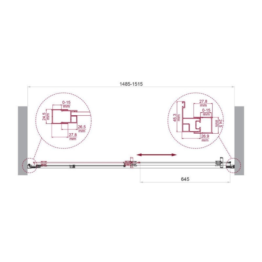 Душевая дверь BelBagno LUCE-BF-1-150-C-Cr, 150 см, стекло прозрачное, профиль хром