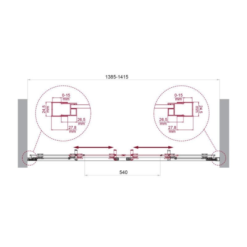 Душевая дверь BelBagno LUCE-BF-2-140-C-Cr, 140 см, стекло прозрачное, профиль хром