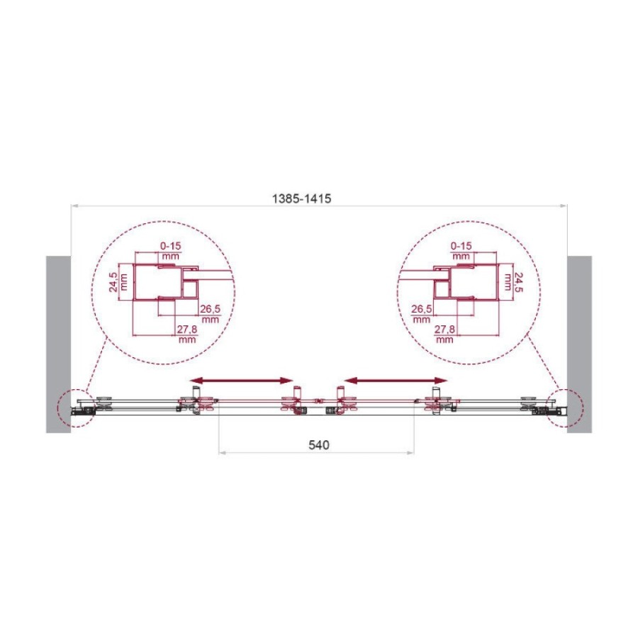 Душевая дверь BelBagno LUCE-BF-2-140-C-Cr, 140 см, стекло прозрачное, профиль хром