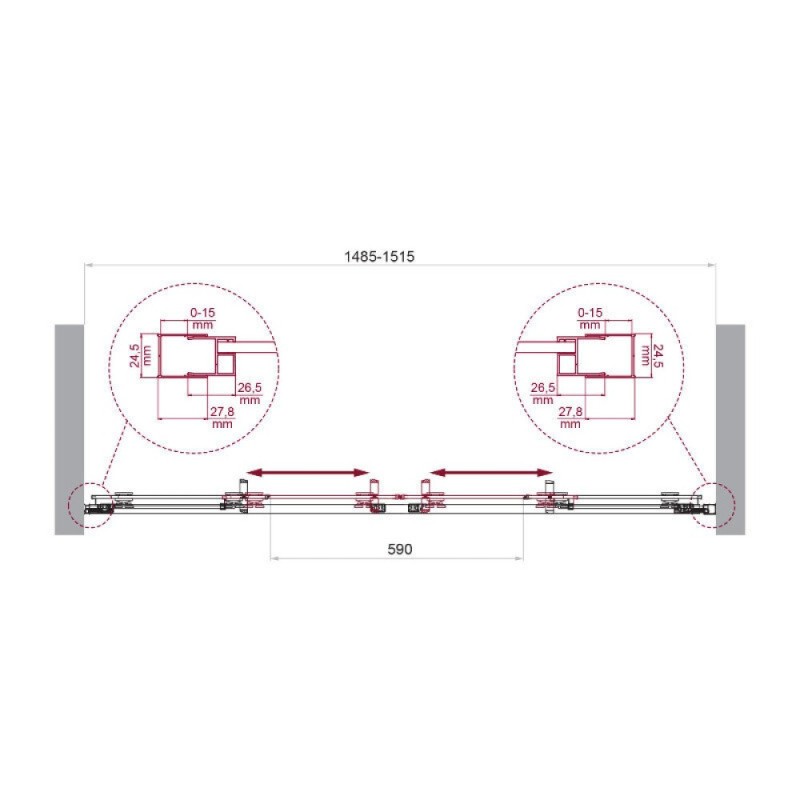 Душевая дверь BelBagno LUCE-BF-2-150-C-Cr, 150 см, стекло прозрачное, профиль хром
