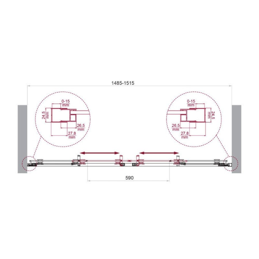 Душевая дверь BelBagno LUCE-BF-2-150-C-Cr, 150 см, стекло прозрачное, профиль хром