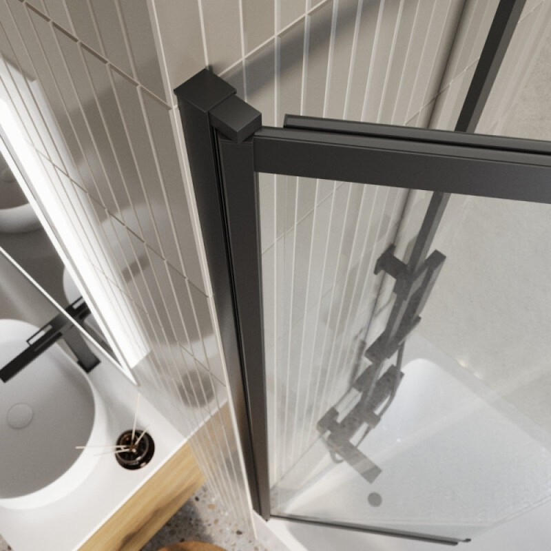 Шторка на ванну BelBagno LUCE-VF-11-100/145-C-NERO, 100 см, стекло прозрачное, профиль черный матовый