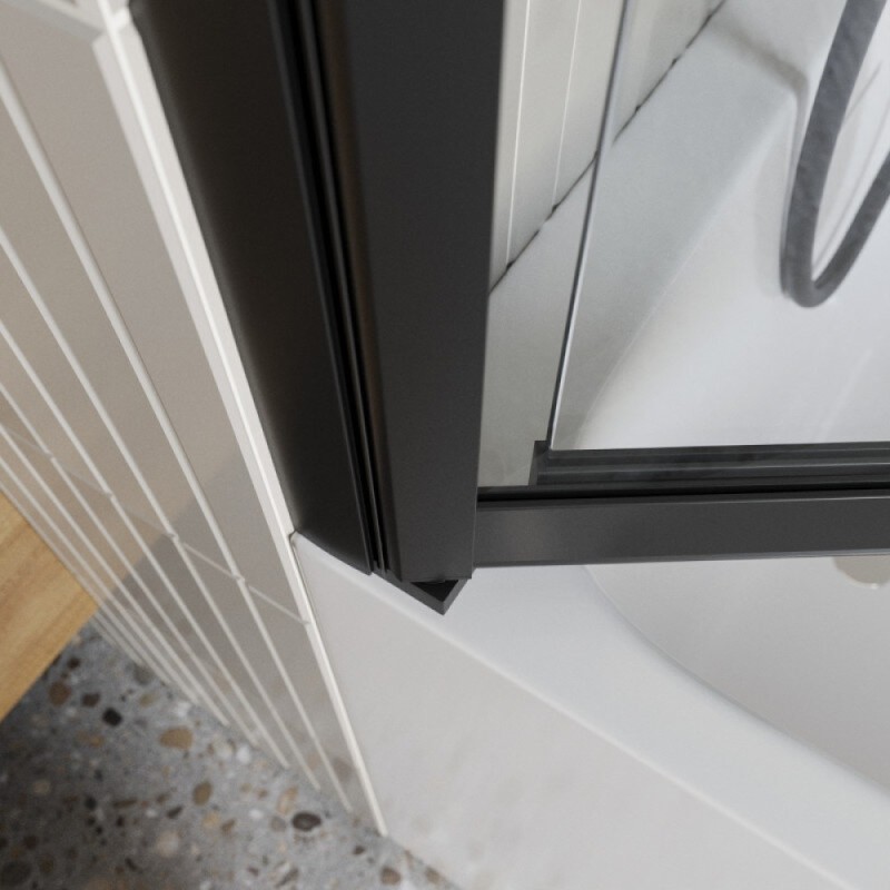 Шторка на ванну BelBagno LUCE-VF-11-100/145-C-NERO, 100 см, стекло прозрачное, профиль черный матовый