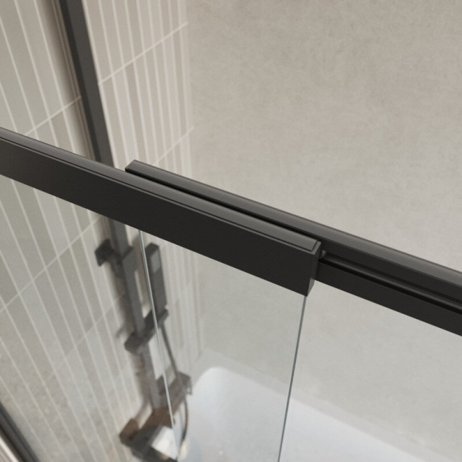 Шторка на ванну BelBagno LUCE-VF-11-80/145-C-NERO, 80 см, стекло прозрачное, профиль черный матовый