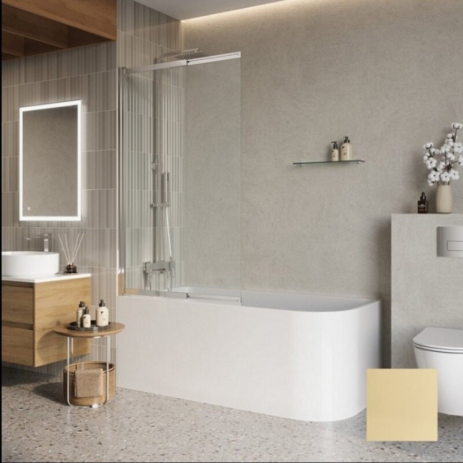 Шторка на ванну BelBagno LUCE-VF-11-90/145-C-ORO, 90 см, стекло прозрачное, профиль золото