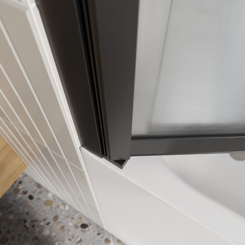 Шторка на ванну BelBagno LUCE-VF-11-90/145-P-NERO, 90 см, стекло рифленое, профиль черный матовый
