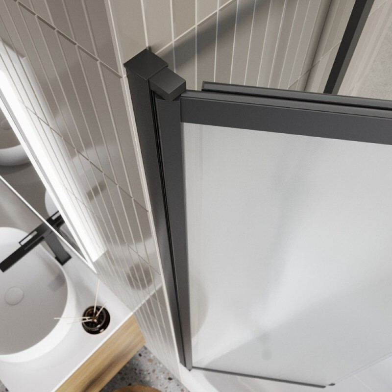 Шторка на ванну BelBagno LUCE-VF-11-90/145-P-NERO, 90 см, стекло рифленое, профиль черный матовый