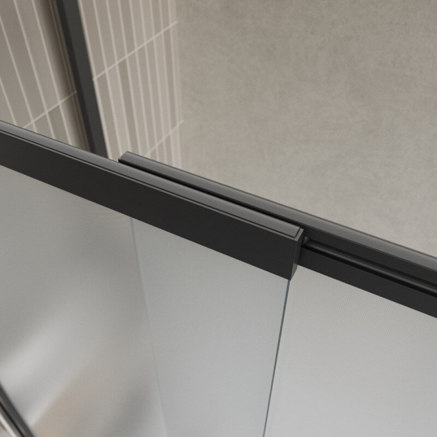 Шторка на ванну BelBagno LUCE-VF-11-90/145-P-NERO, 90 см, стекло рифленое, профиль черный матовый