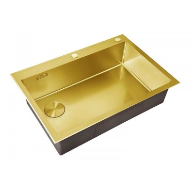 Кухонная мойка Zorg LUX 7551-L BRONZE, 75 см, нержавеющая сталь, PVD, выпуск слева, бронза